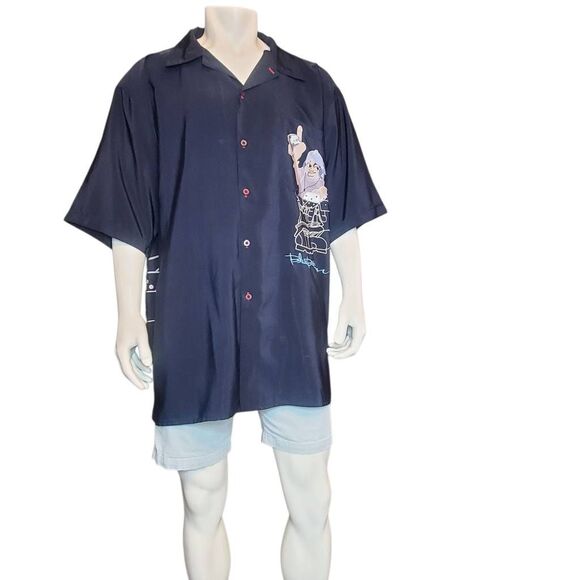 Blue Boy Jeans Embroidered Dice Hustler Black Button Up Short Sleeve Shirt 3XL - Picture 1 of 7